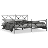 Cadre de lit métal sans matelas avec pied de lit noir 193x203cm