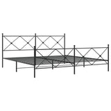 Cadre de lit métal sans matelas avec pied de lit noir 193x203cm