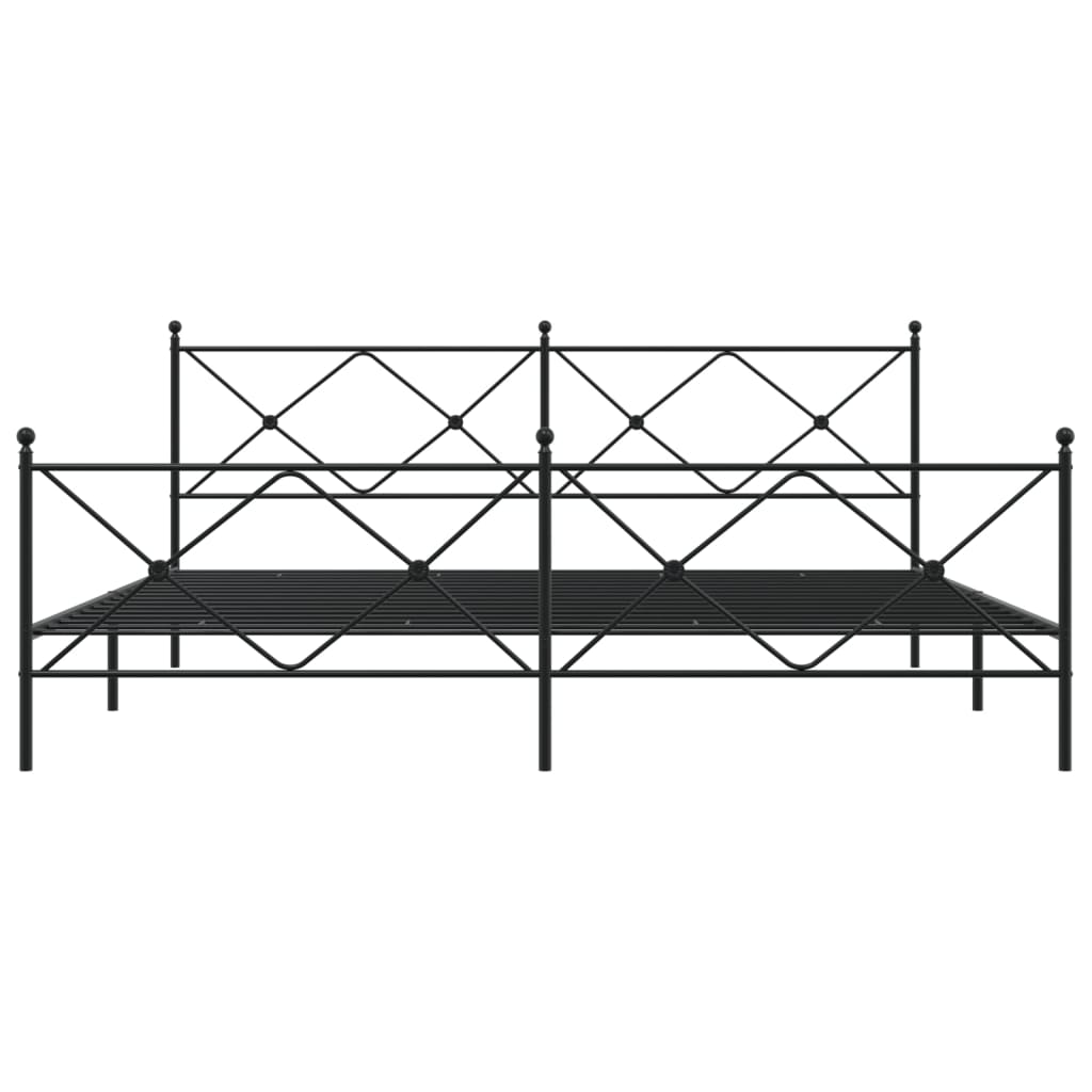 Cadre de lit métal sans matelas avec pied de lit noir 193x203cm