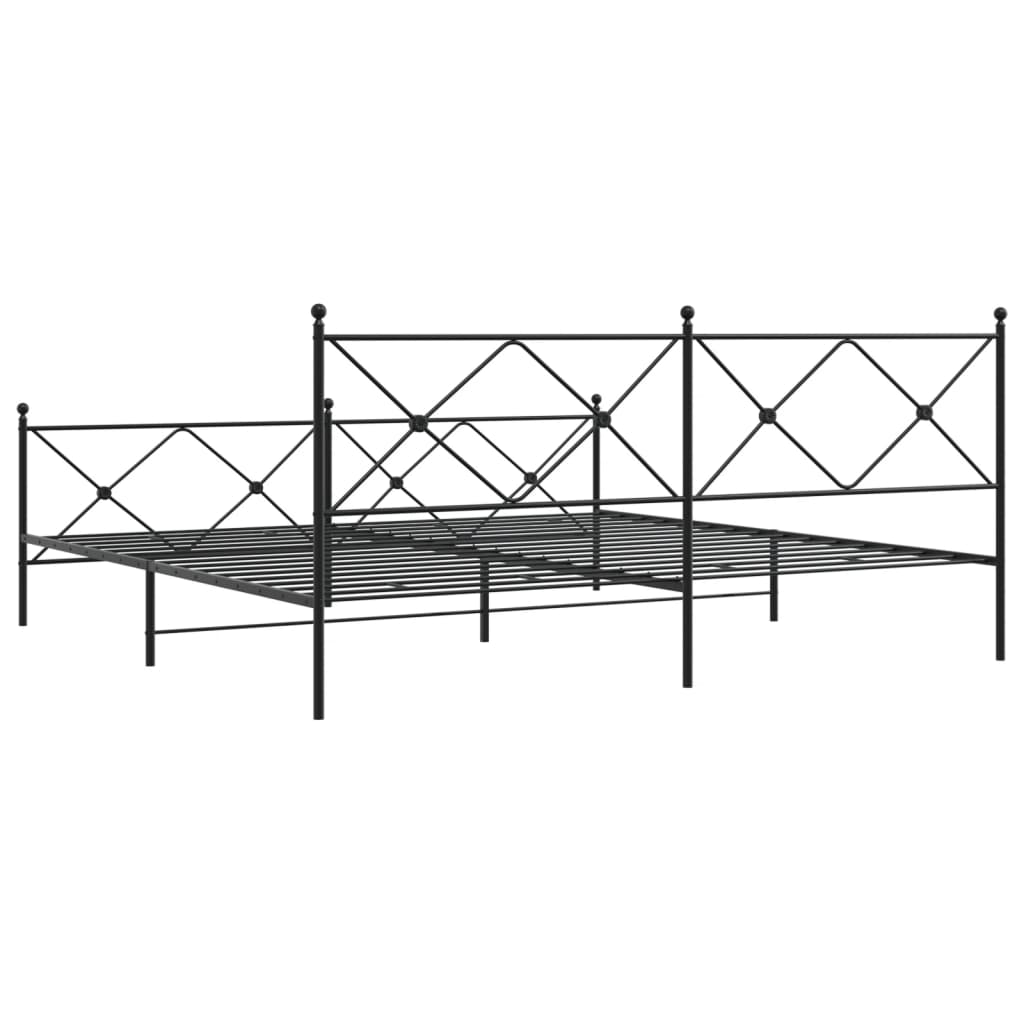 Cadre de lit métal sans matelas avec pied de lit noir 193x203cm