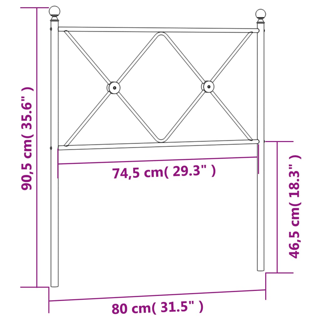 Tête de lit métal noir 75 cm