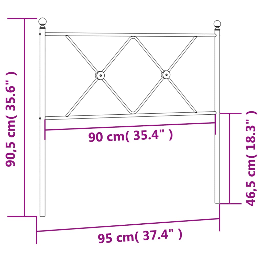 Tête de lit métal noir 90 cm