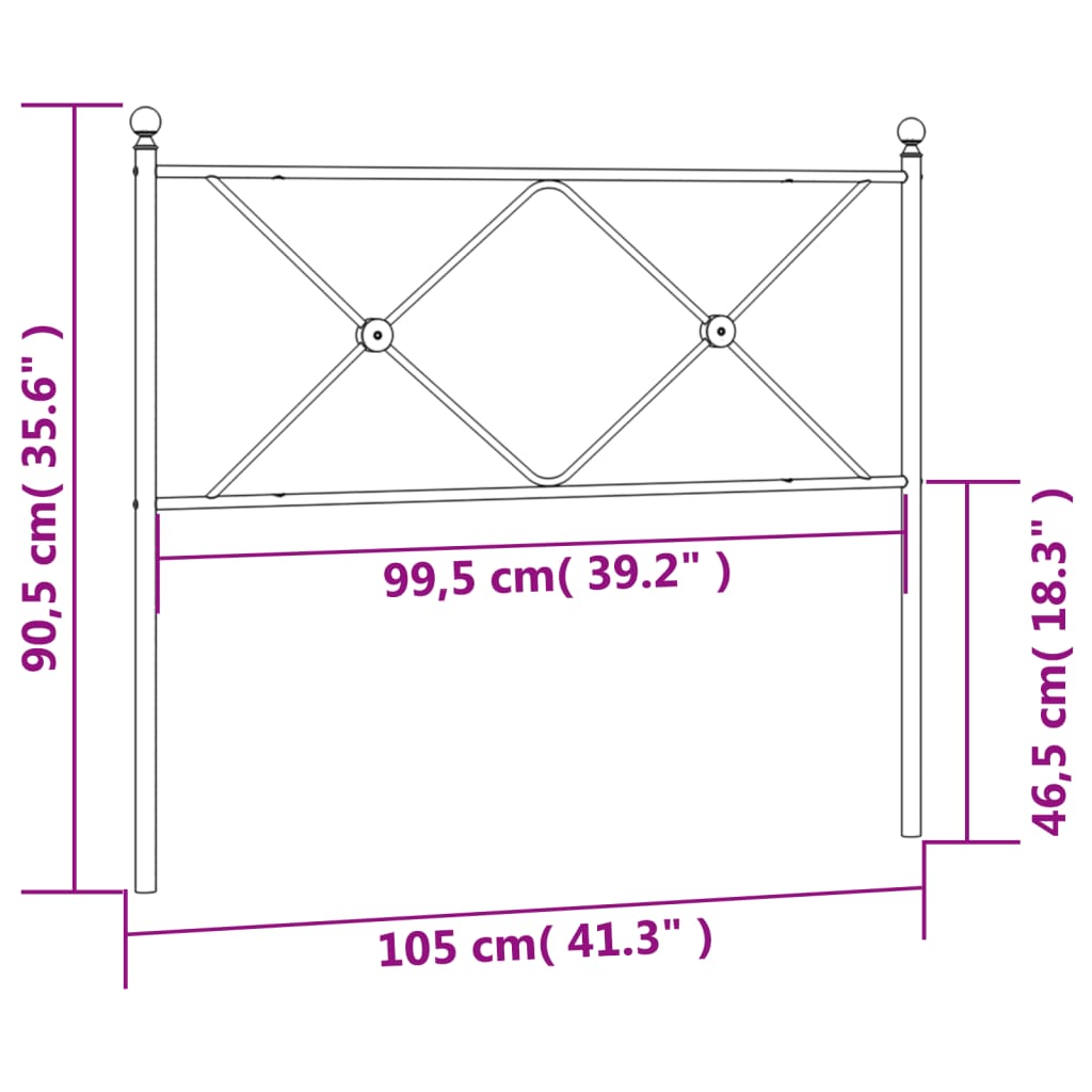 Tête de lit métal noir 100 cm