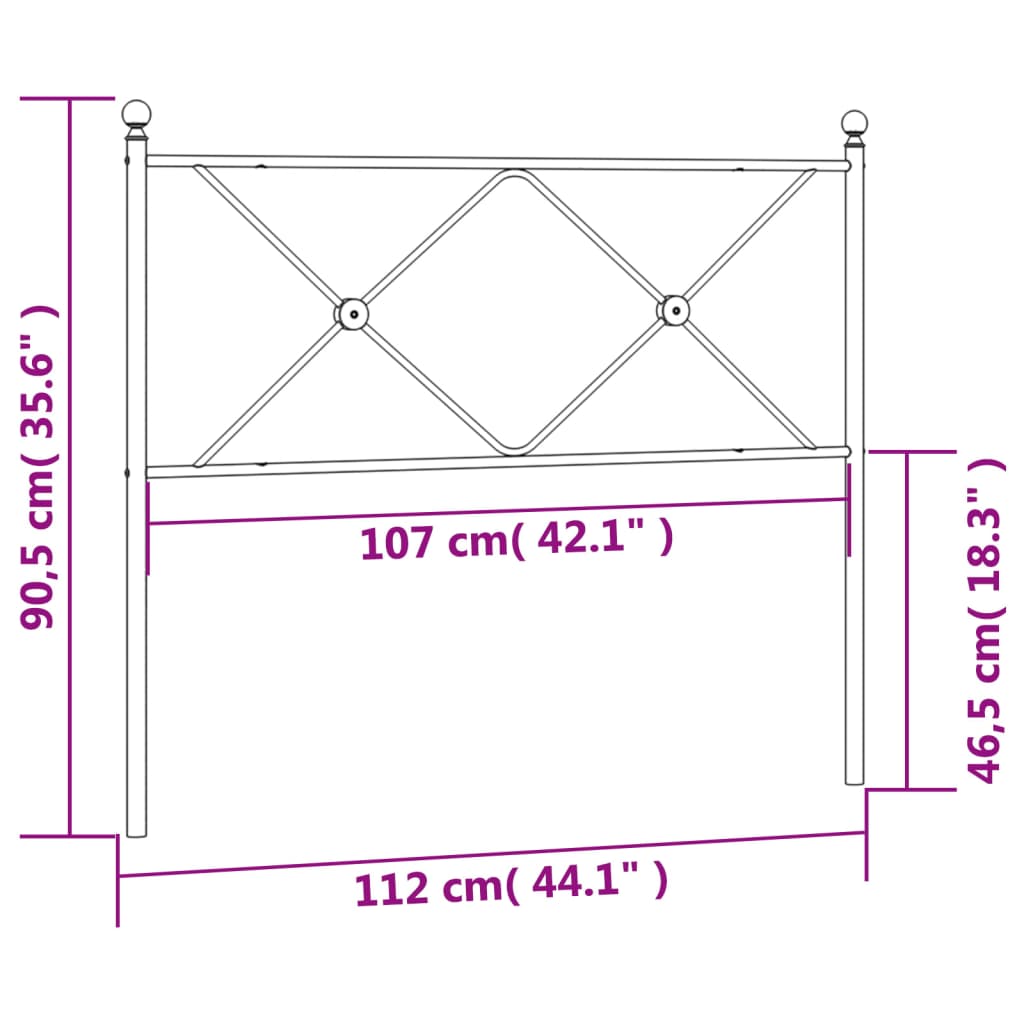 Tête de lit métal noir 107 cm