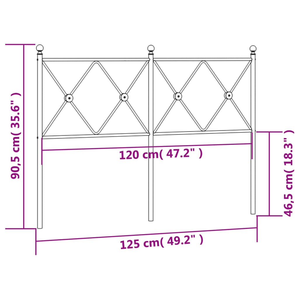 Tête de lit métal noir 120 cm