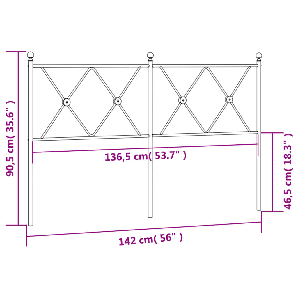 Tête de lit métal noir 137 cm