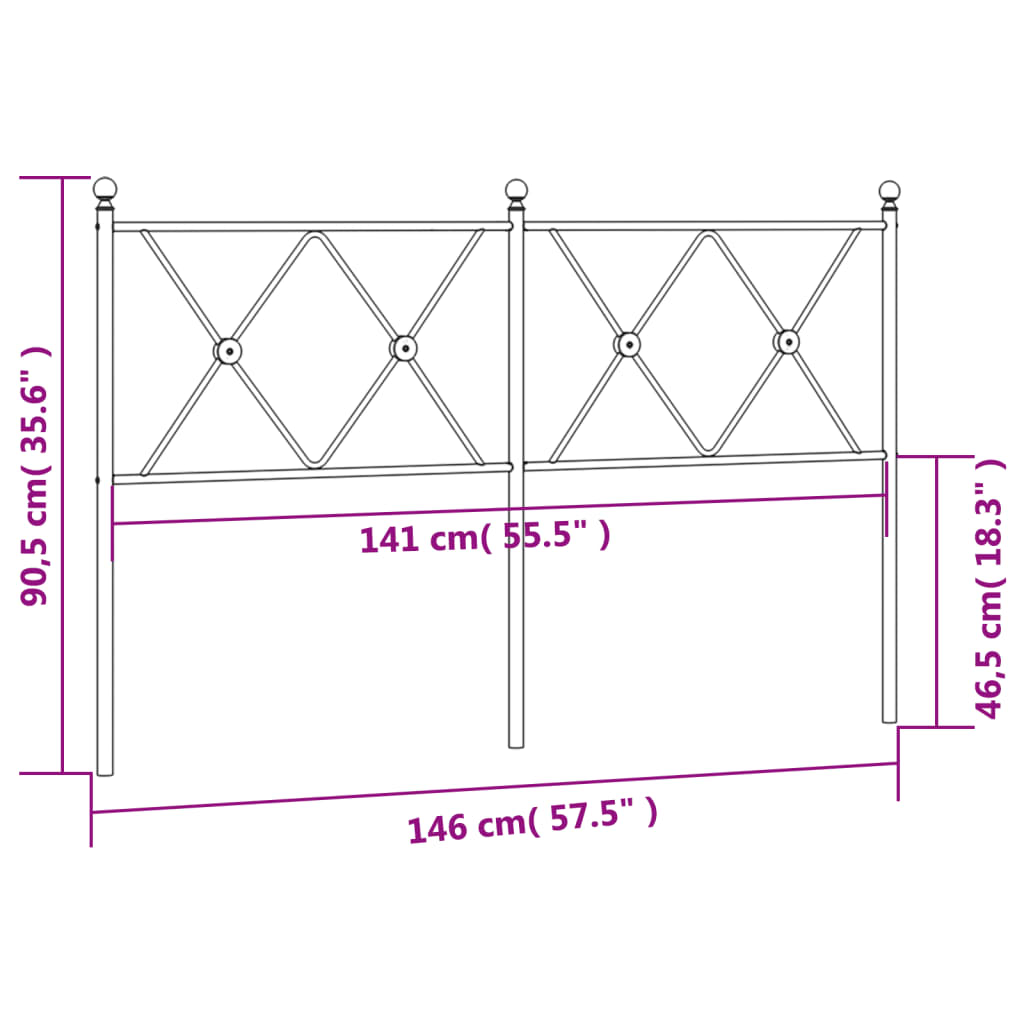 Tête de lit métal noir 140 cm