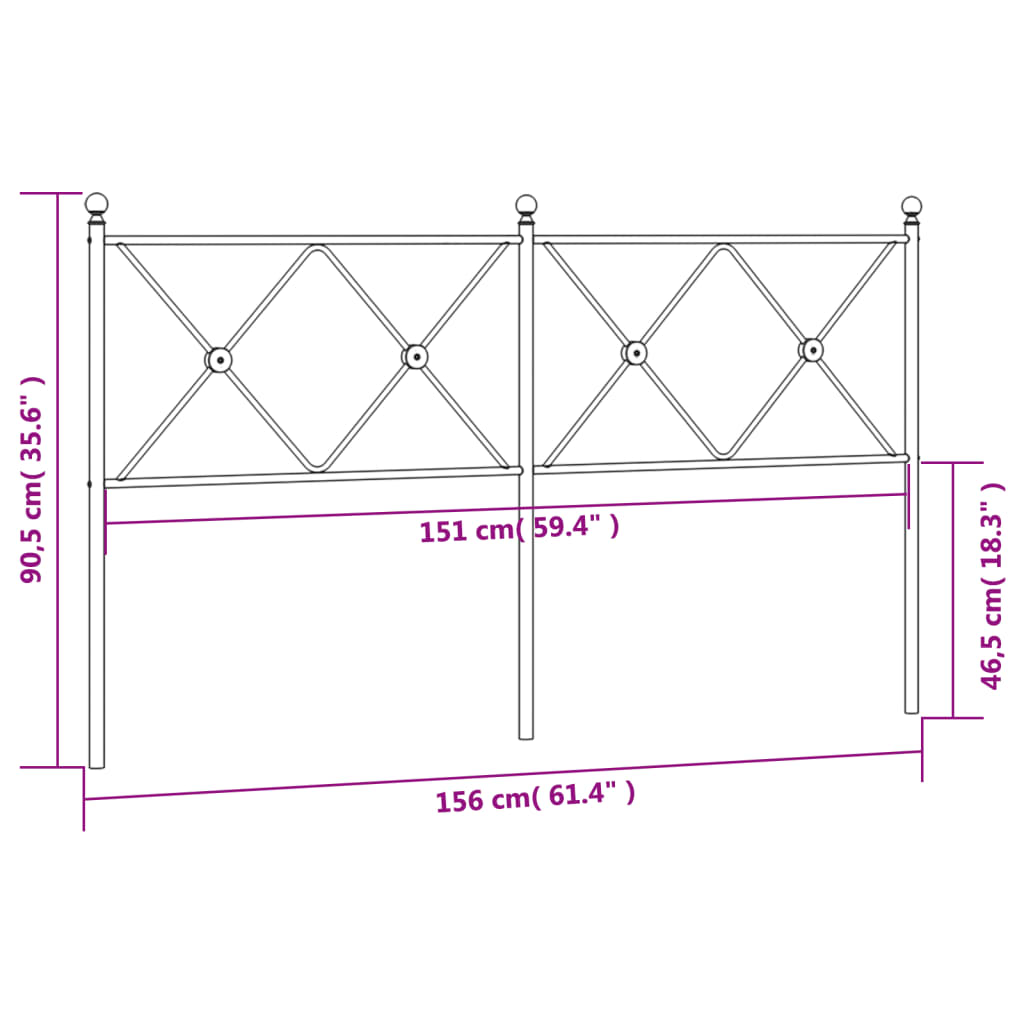 Tête de lit métal noir 150 cm