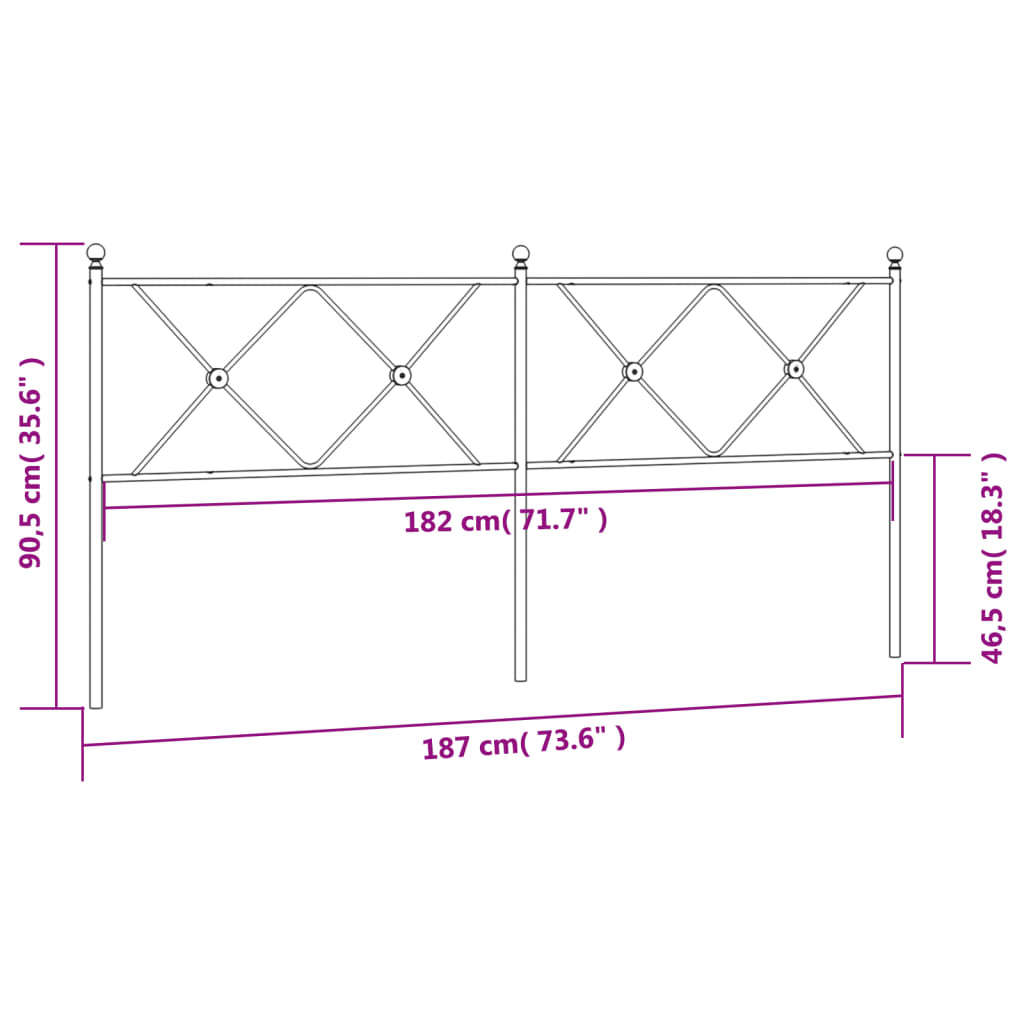 Tête de lit métal noir 180 cm