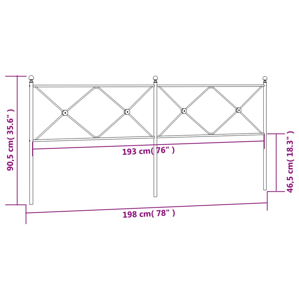 Tête de lit métal noir 193 cm