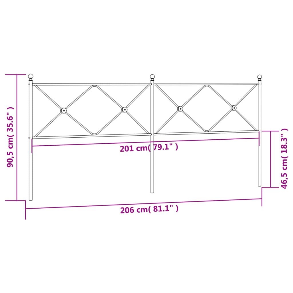 Tête de lit métal noir 200 cm