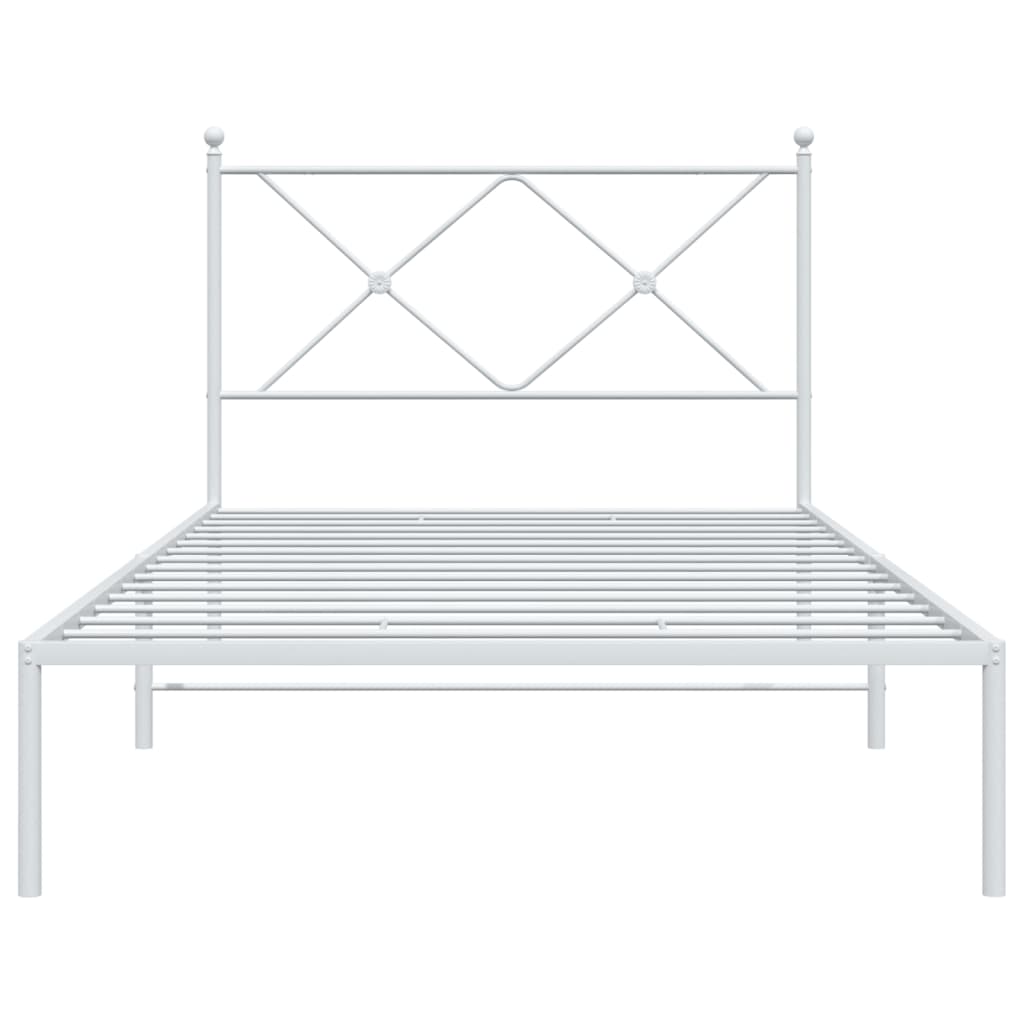 Cadre de lit métal sans matelas et tête de lit blanc 100x190 cm