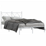 Cadre de lit métal sans matelas et tête de lit blanc 120x190 cm