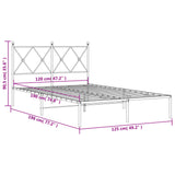 Cadre de lit métal sans matelas et tête de lit blanc 120x190 cm