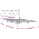 Cadre de lit métal sans matelas et tête de lit blanc 120x200 cm