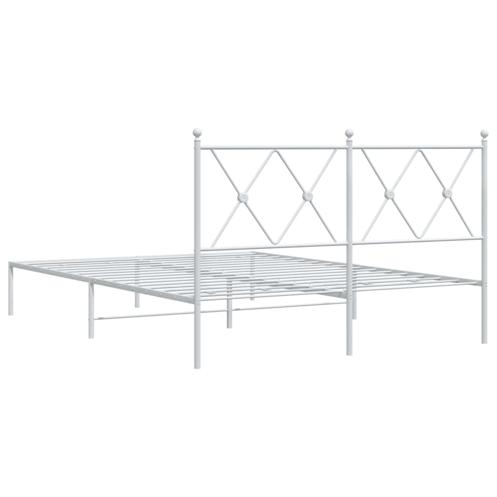 Cadre de lit métal sans matelas et tête de lit blanc 135x190 cm