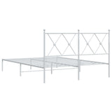 Cadre de lit métal sans matelas et tête de lit blanc 135x190 cm