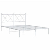 Cadre de lit métal sans matelas et tête de lit blanc 140x190 cm