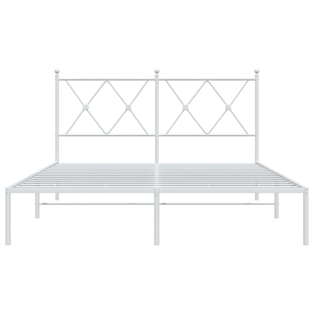 Cadre de lit métal sans matelas et tête de lit blanc 140x190 cm