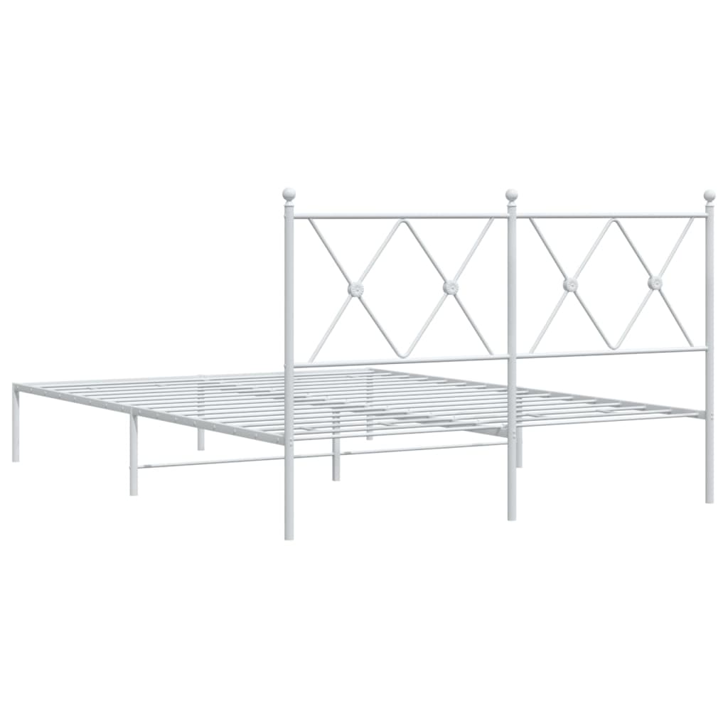 Cadre de lit métal sans matelas et tête de lit blanc 140x190 cm