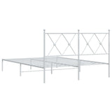 Cadre de lit métal sans matelas et tête de lit blanc 140x190 cm