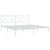 Cadre de lit métal sans matelas et tête de lit blanc 183x213 cm