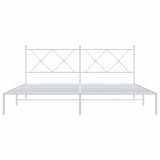 Cadre de lit métal sans matelas et tête de lit blanc 183x213 cm