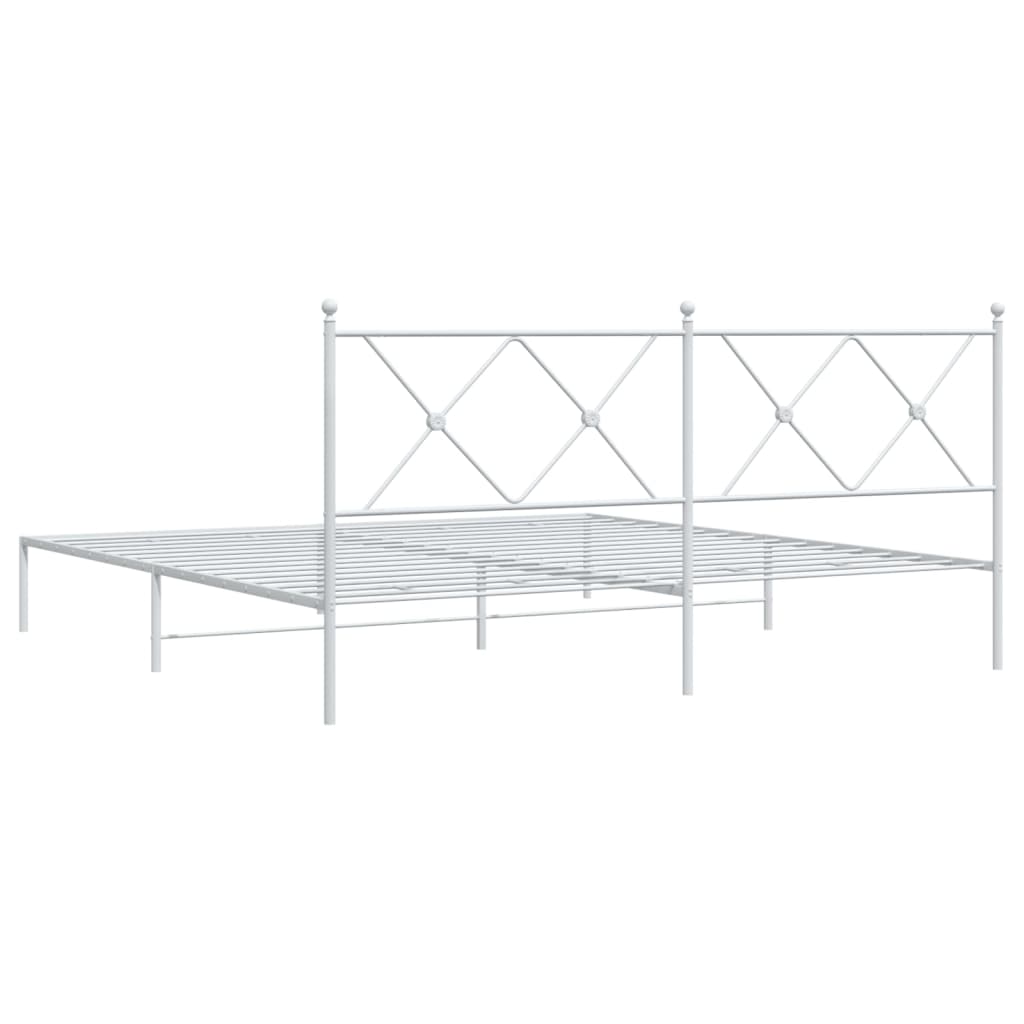 Cadre de lit métal sans matelas et tête de lit blanc 183x213 cm