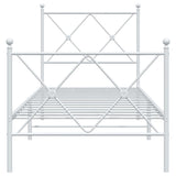 Cadre de lit métal sans matelas avec pied de lit blanc 75x190cm