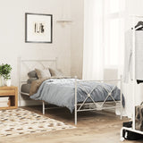 Cadre de lit métal sans matelas avec pied de lit blanc 75x190cm