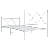 Cadre de lit métal sans matelas avec pied de lit blanc 90x190cm