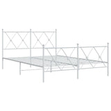 Cadre de lit métal sans matelas et pied de lit blanc 140x190 cm