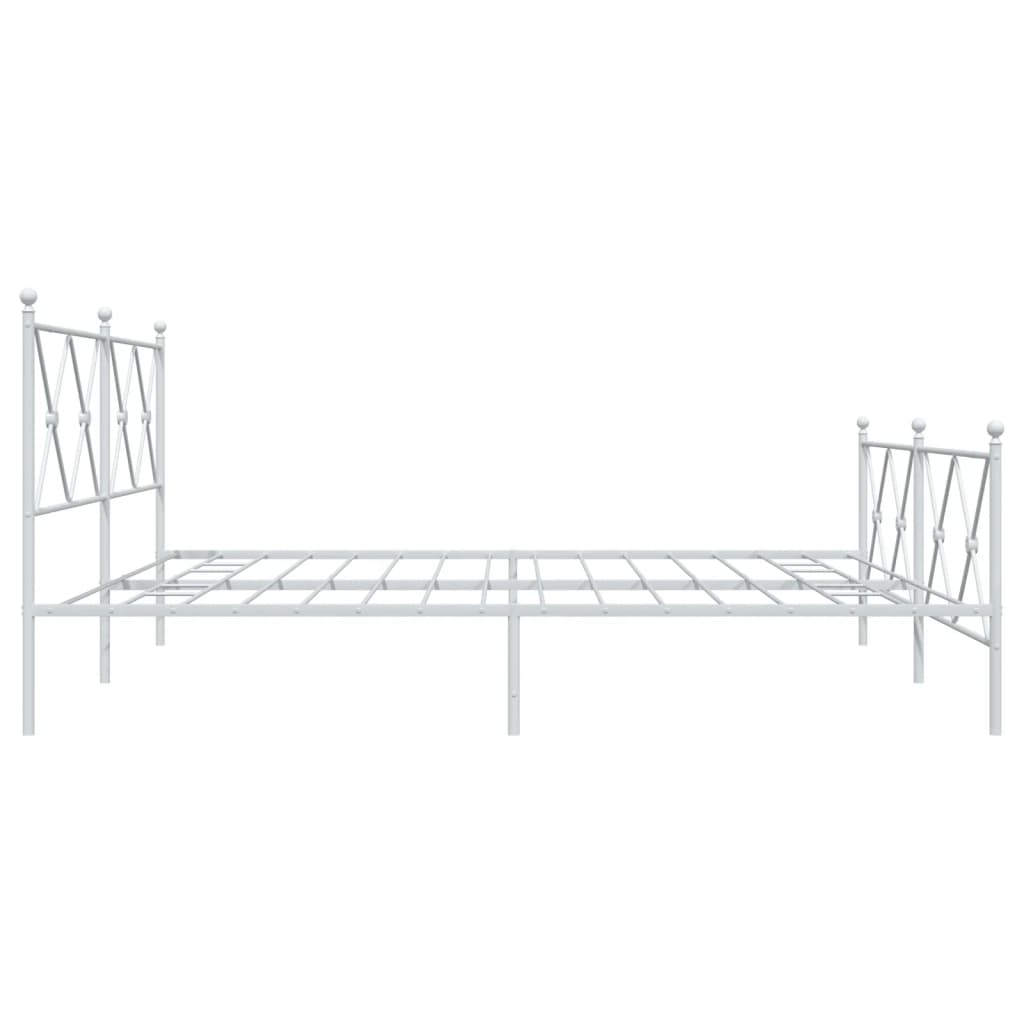 Cadre de lit métal sans matelas et pied de lit blanc 183x213 cm