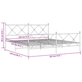 Cadre de lit métal sans matelas et pied de lit blanc 183x213 cm