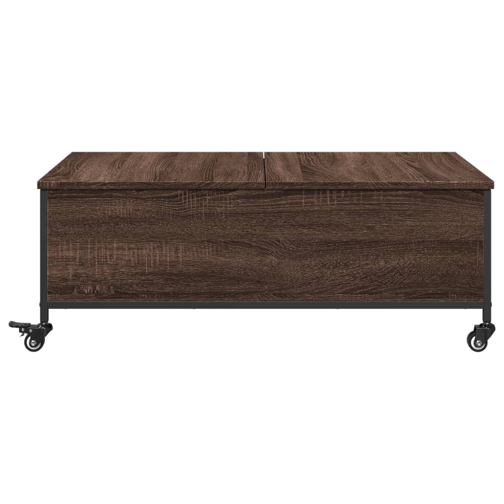 Table basse avec roulettes chêne marron bois d'ingénierie