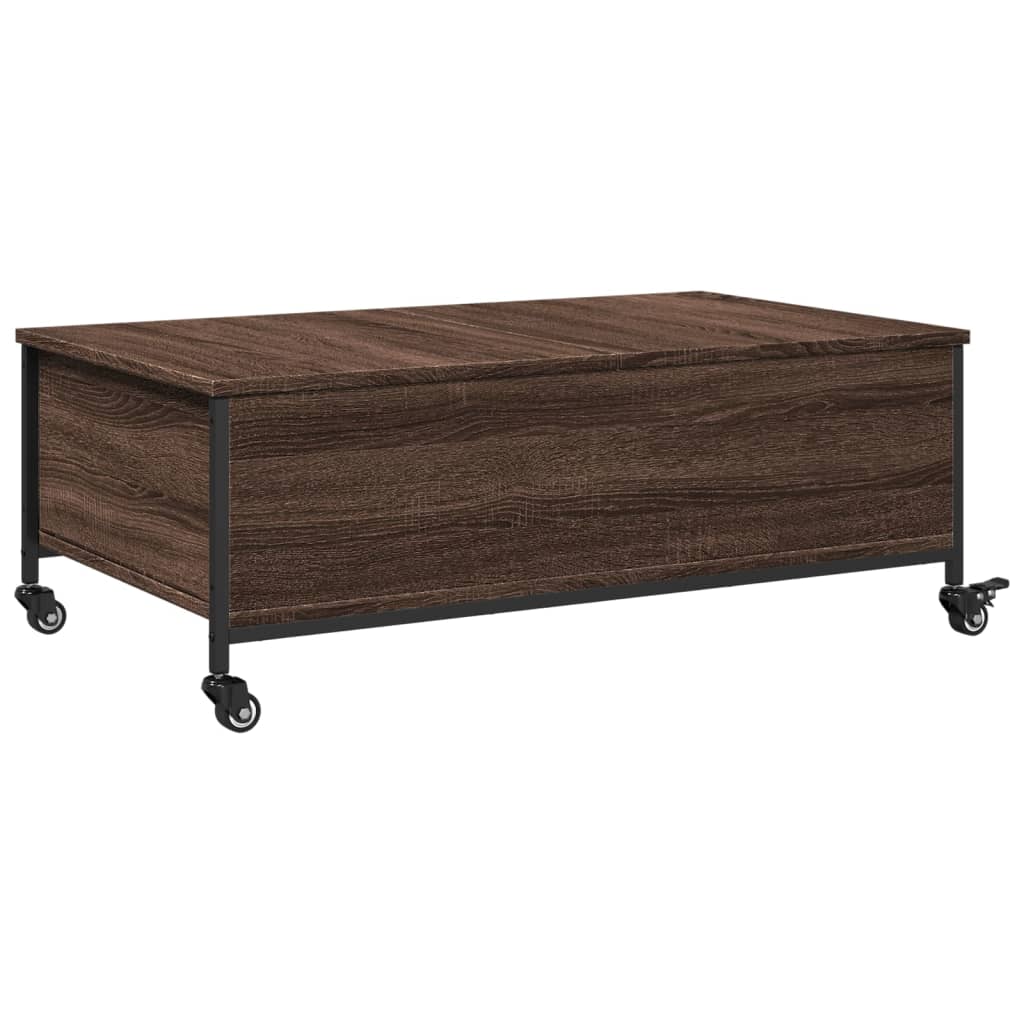 Table basse avec roulettes chêne marron bois d'ingénierie