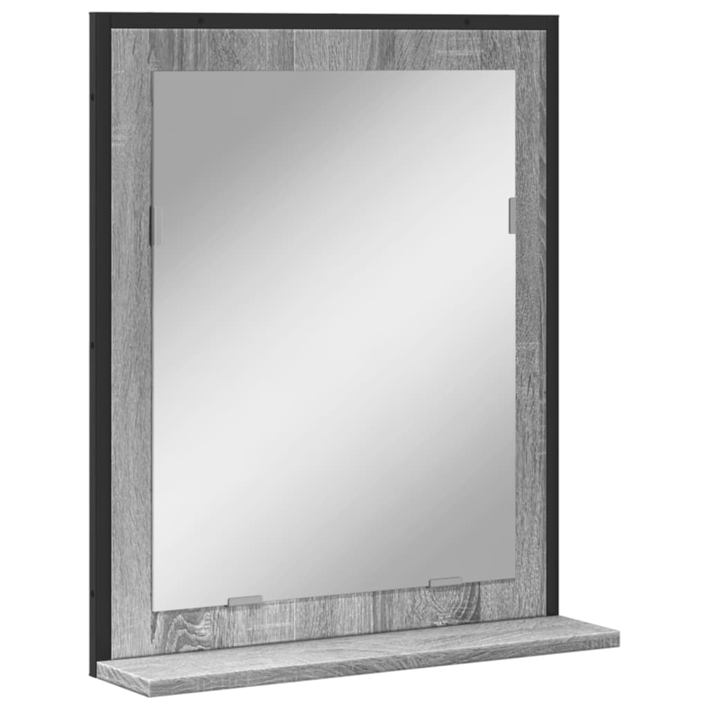 Miroir de salle de bain et étagère sonoma gris bois ingénierie