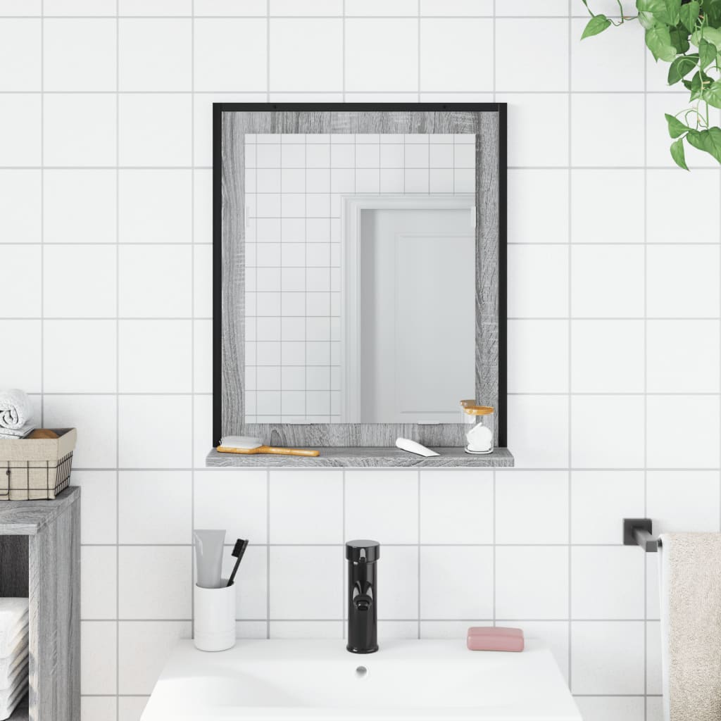 Miroir de salle de bain et étagère sonoma gris bois ingénierie