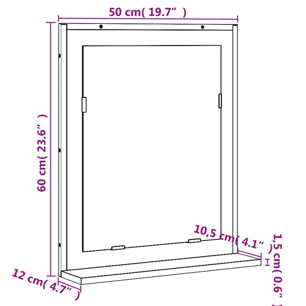 Miroir de salle de bain et étagère chêne marron bois ingénierie