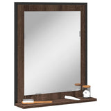 Miroir de salle de bain et étagère chêne marron bois ingénierie