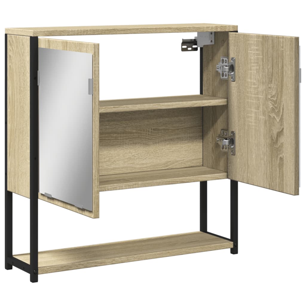 Armoire de salle de bain à miroir chêne sonoma bois ingénierie