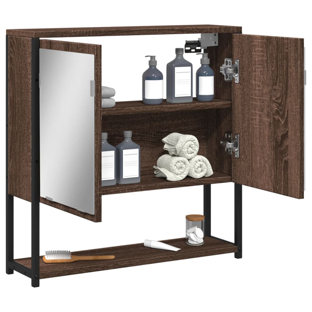 Armoire à miroir de salle de bain chêne marron bois ingénierie