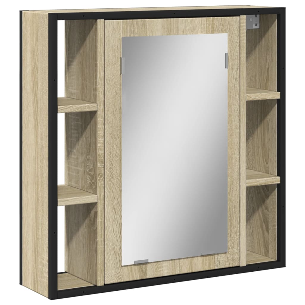 Armoire à miroir de salle de bain chêne sonoma bois ingénierie