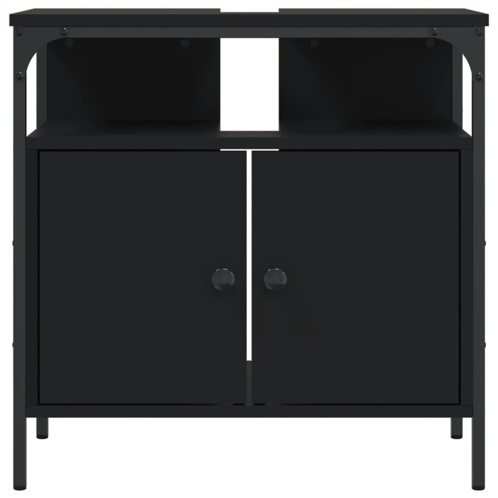 Armoire lavabo de salle de bain noir 60x30x60 cm