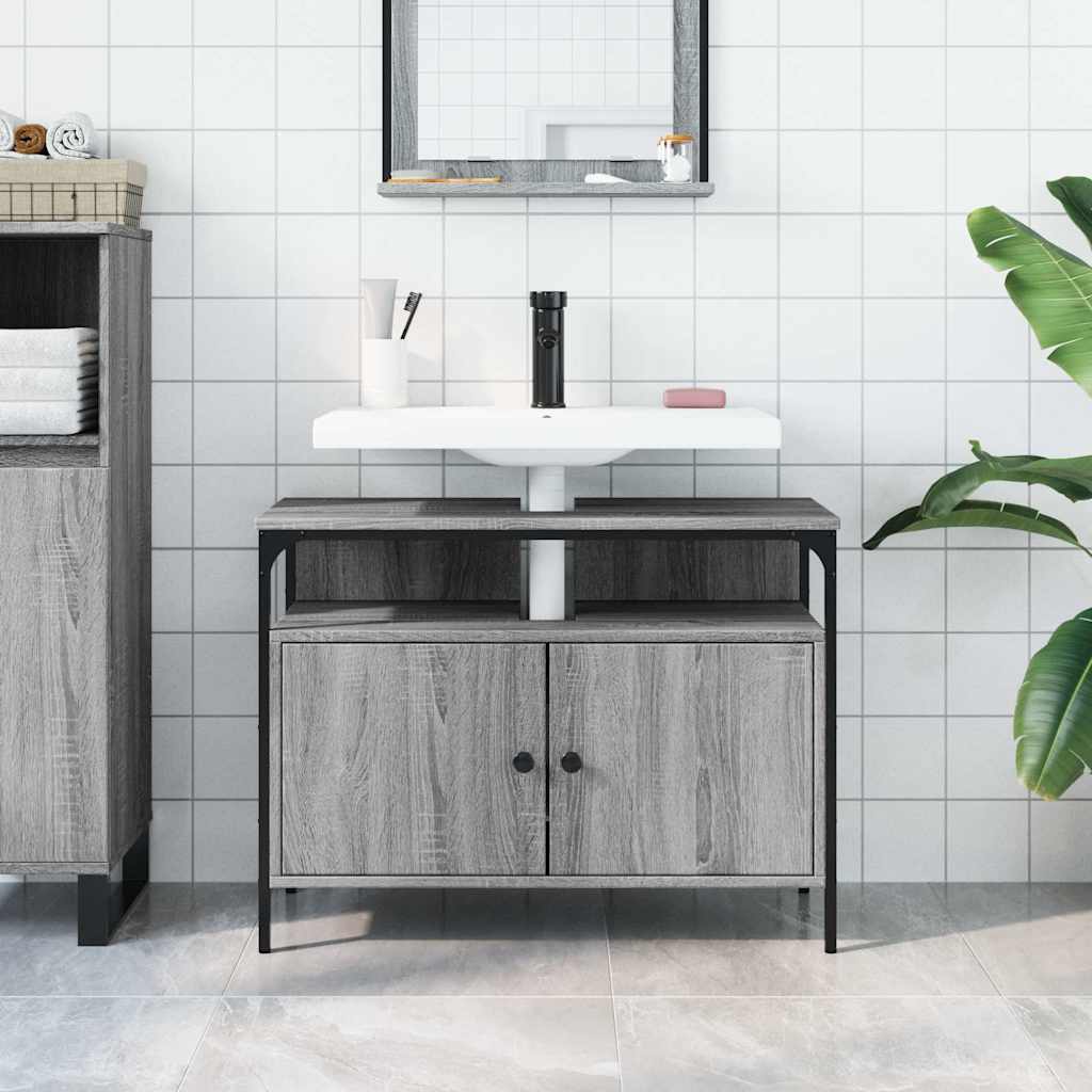 Armoire lavabo de salle de bain sonoma gris 80x30x60 cm