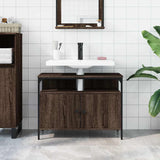 Armoire lavabo de salle de bain chêne marron 80x30x60 cm