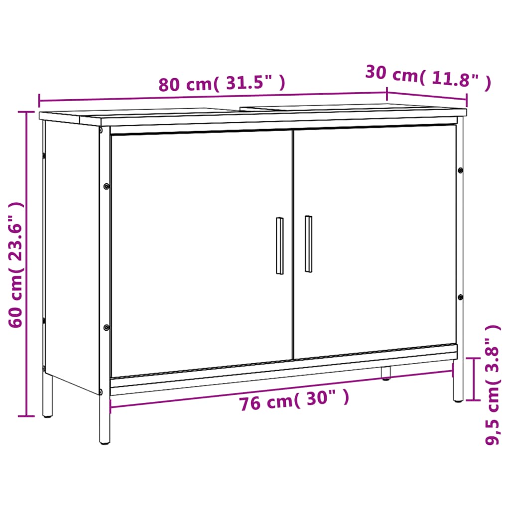 Armoire lavabo de salle de bain chêne sonoma 80x30x60 cm