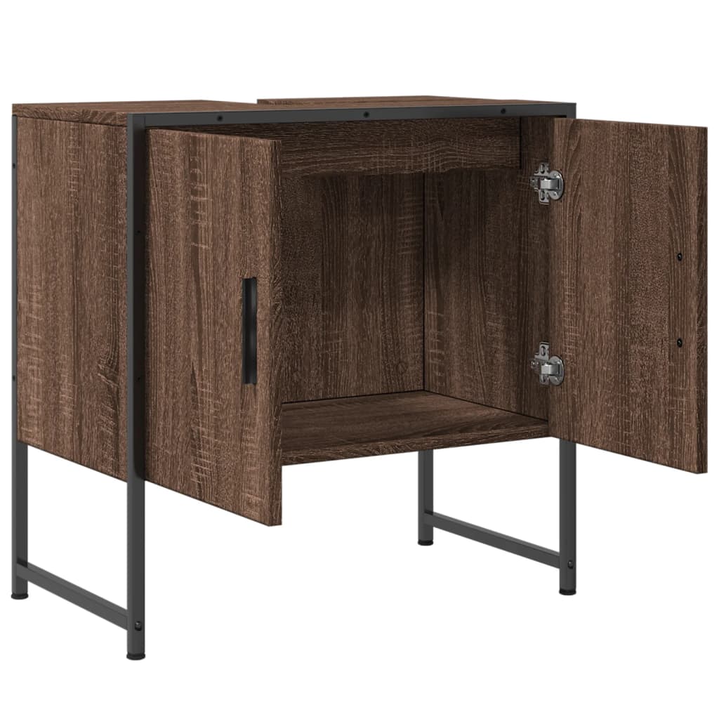 Armoire lavabo de salle de bain chêne marron 60x33x60 cm