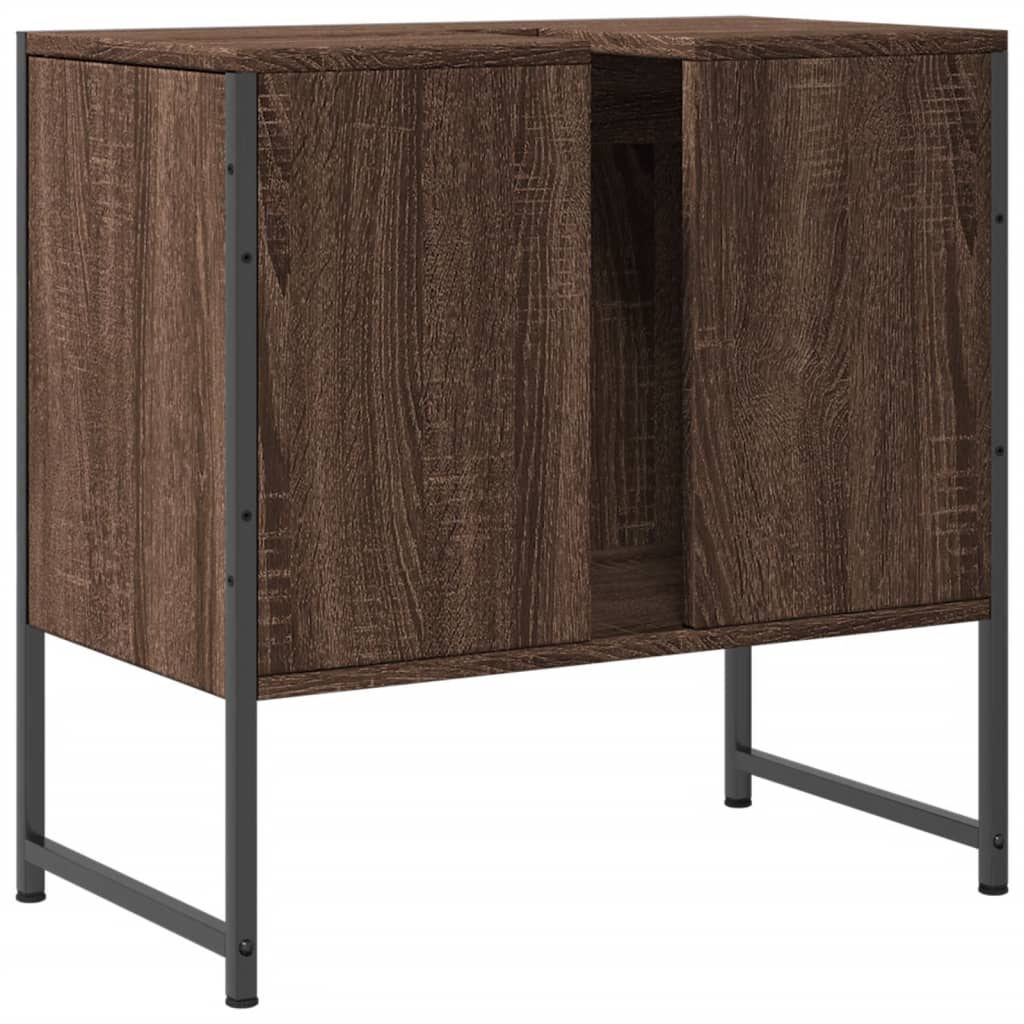 Armoire lavabo de salle de bain chêne marron 60x33x60 cm