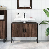 Armoire lavabo de salle de bain chêne marron bois d'ingénierie